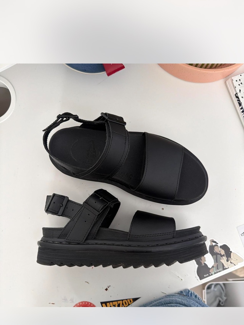 Dr. Martens Black Chunky Platform Strap Sandals